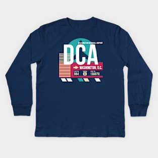 Washington, DC (DCA) Airport Code Baggage Tag E Kids Long Sleeve T-Shirt